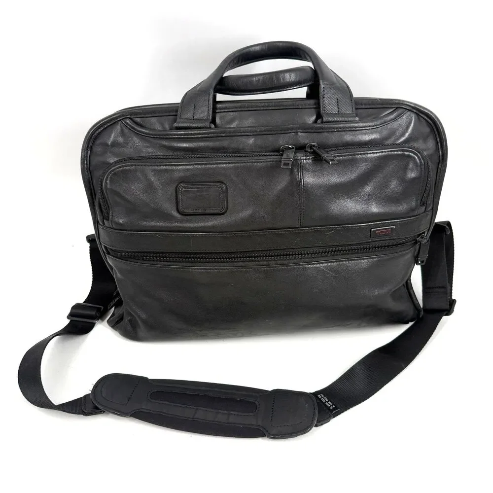 Tumi Alpha 2 II Expandable Organizer Laptop Briefcase Large Black Leather